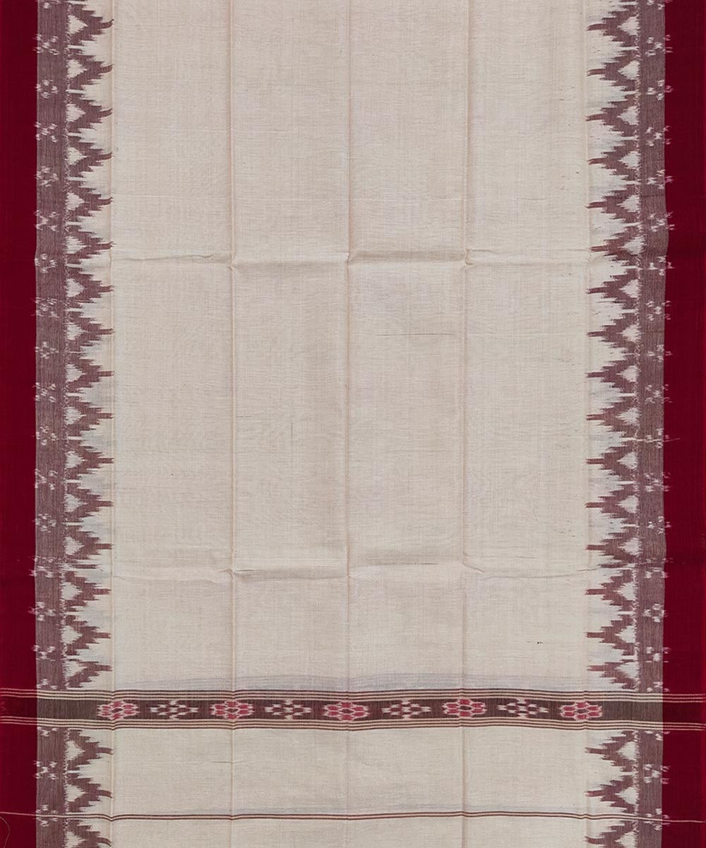 Beige Maroon Sambalpuri Handwoven Cotton Gamuchha Image 3