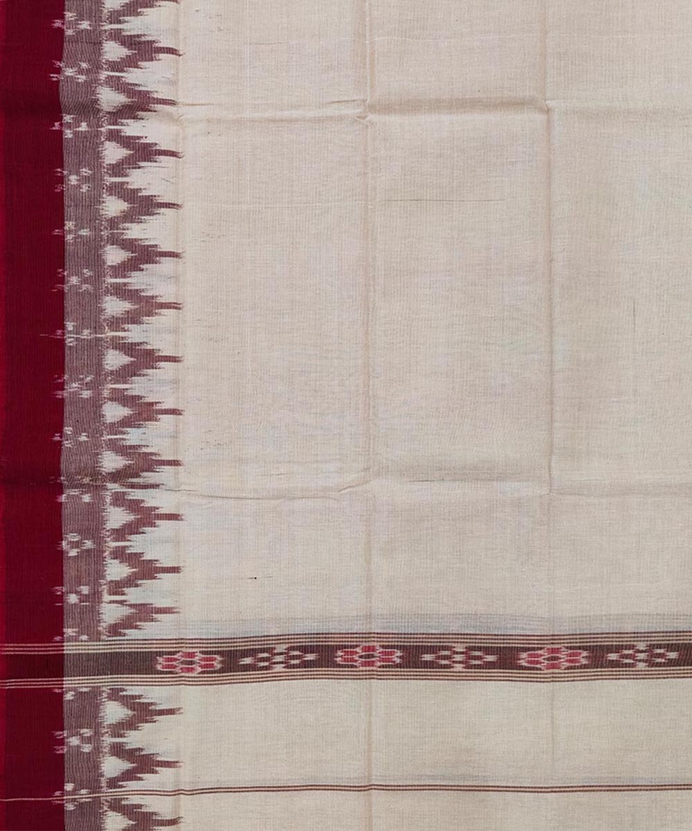 Beige Maroon Sambalpuri Handwoven Cotton Gamuchha Image 4