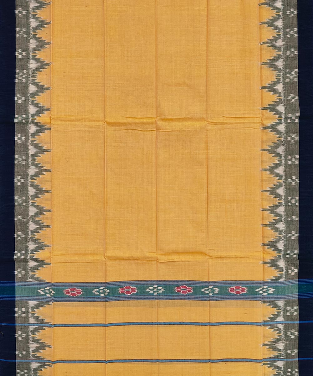 Yellow Blue Sambalpuri Handwoven Cotton Gamuchha Image 3