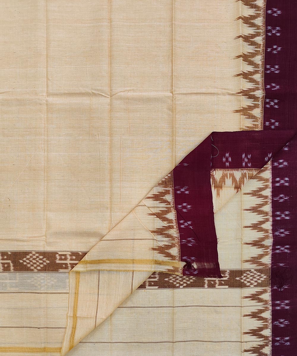 Yellow Maroon Sambalpuri Handwoven Cotton Gamuchha Image 1