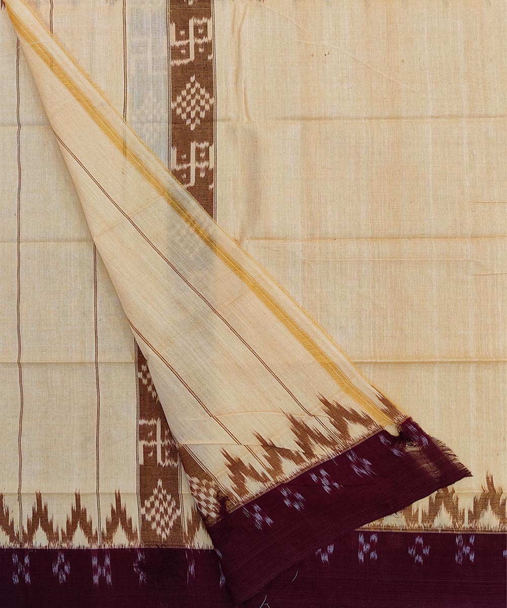 Yellow Maroon Sambalpuri Handwoven Cotton Gamuchha Image 2