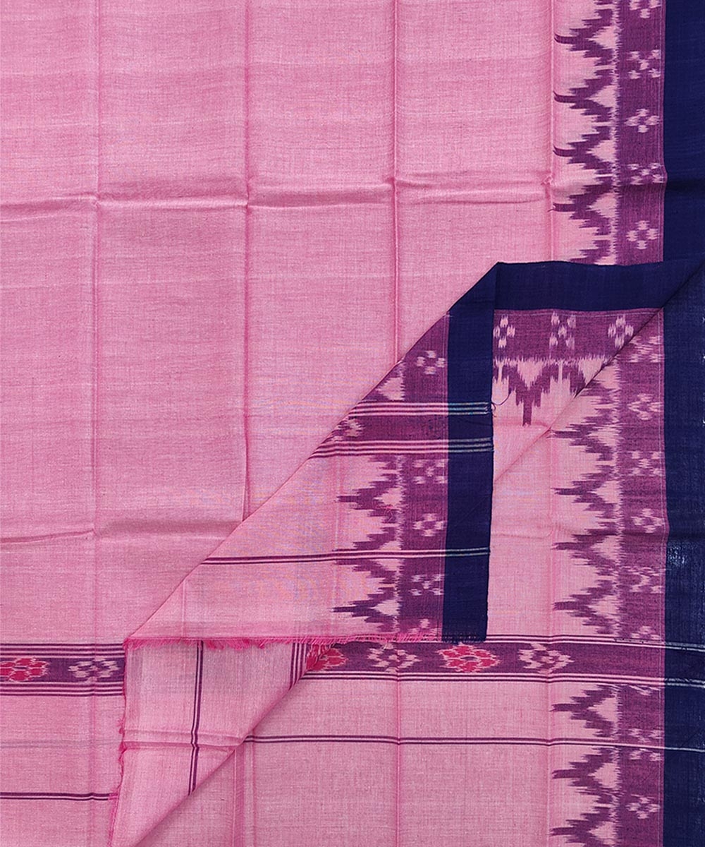 Pink Blue Sambalpuri Handwoven Cotton Gamuchha Image 1