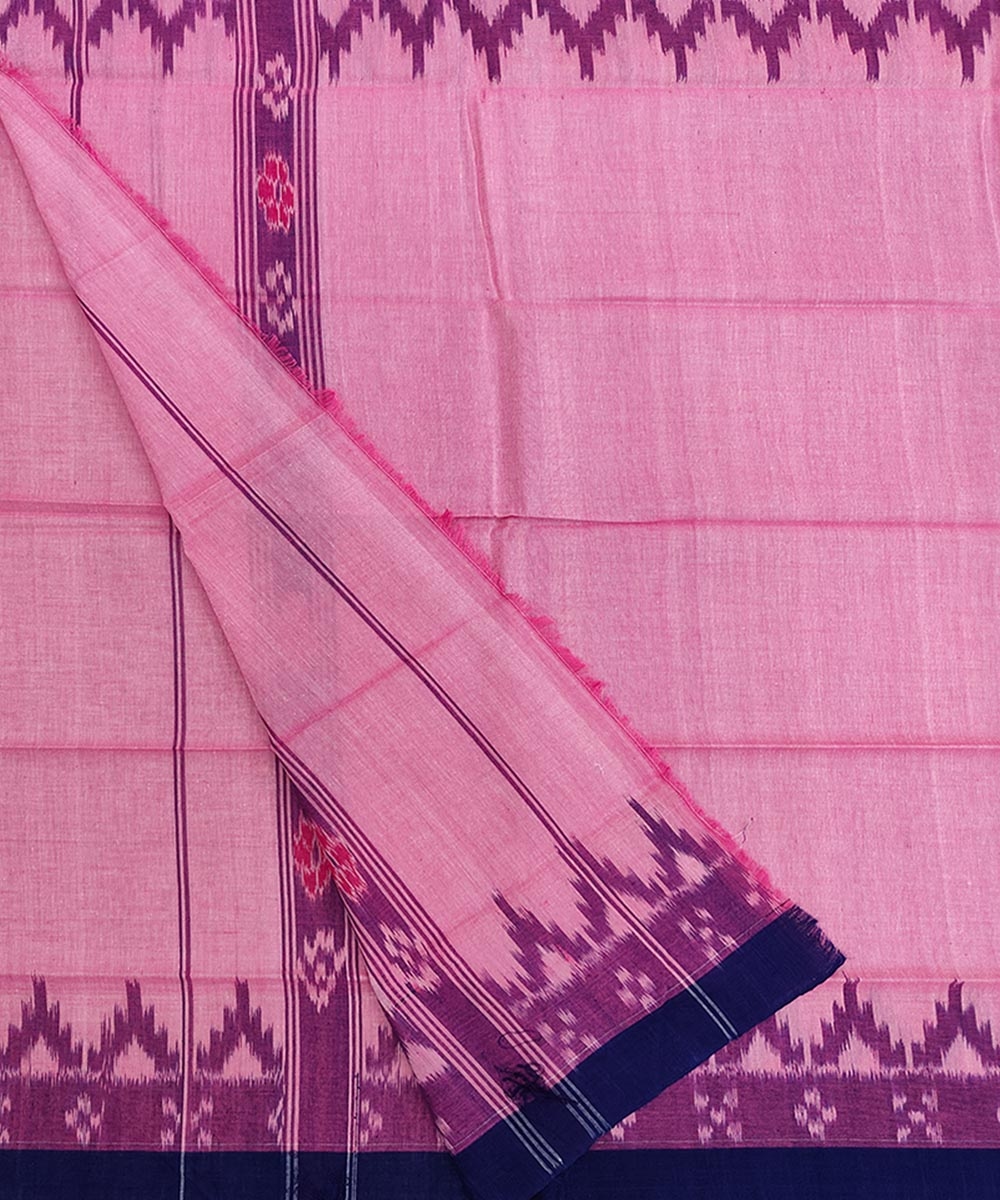 Pink Blue Sambalpuri Handwoven Cotton Gamuchha Image 2