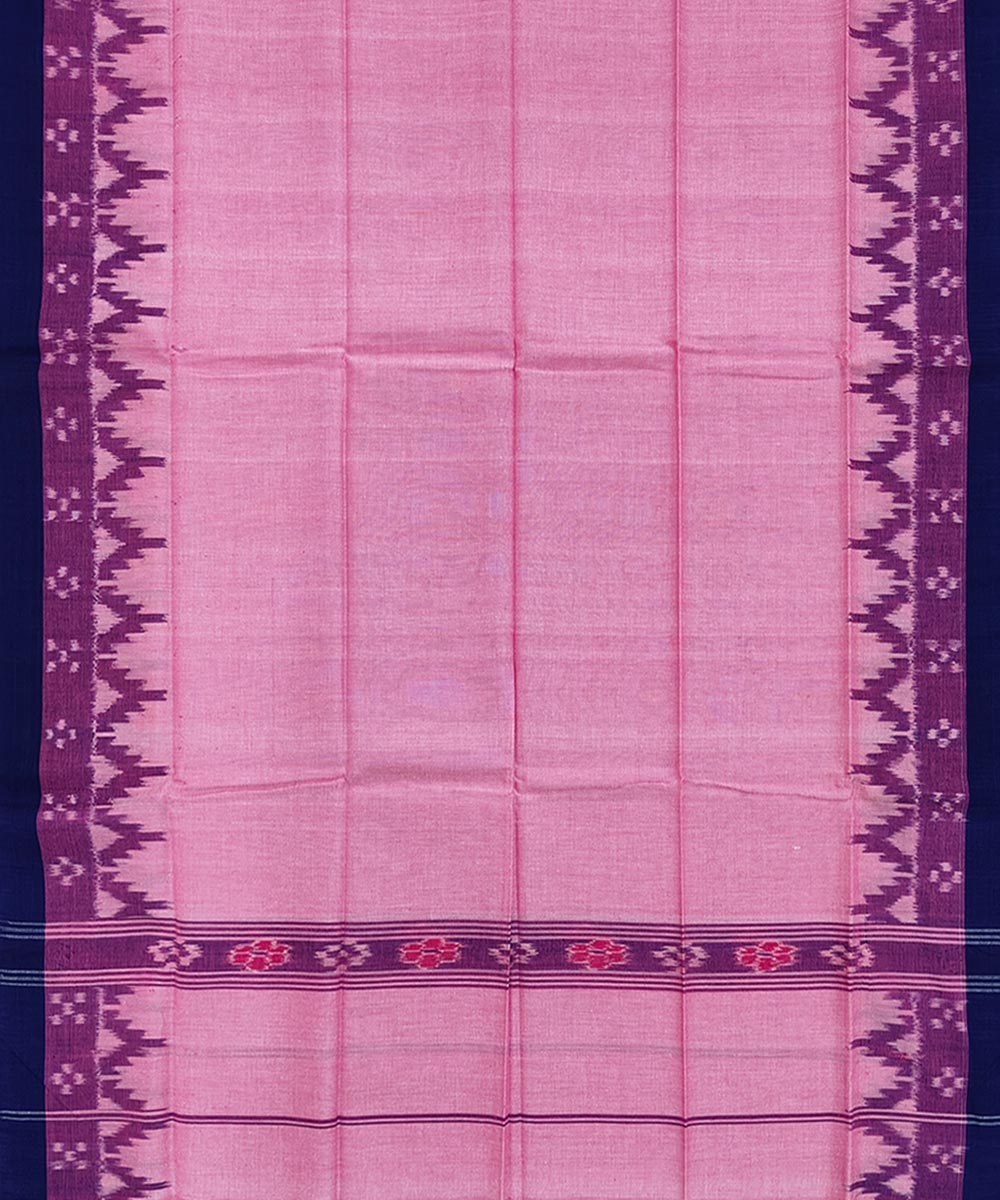 Pink Blue Sambalpuri Handwoven Cotton Gamuchha Image 3