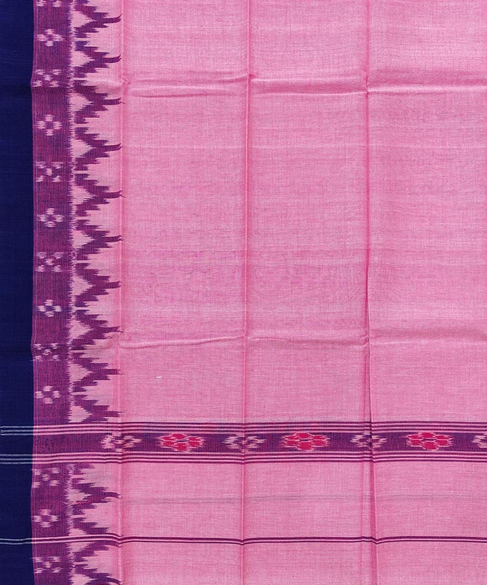 Pink Blue Sambalpuri Handwoven Cotton Gamuchha Image 4