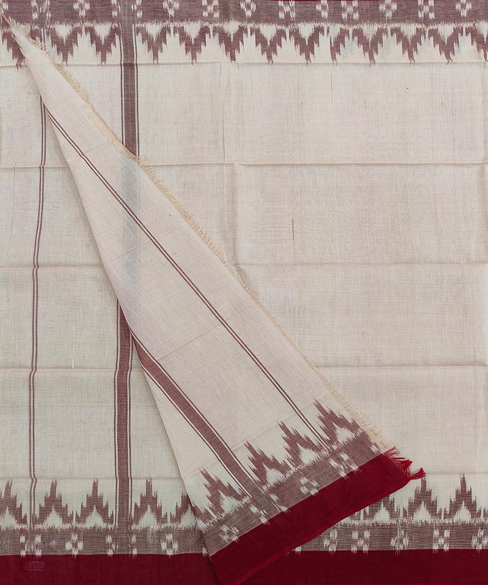 Beige Red Sambalpuri Handwoven Cotton Gamuchha Image 2