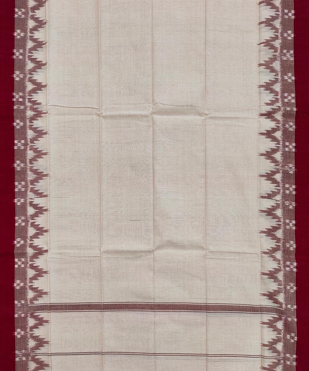 Beige Red Sambalpuri Handwoven Cotton Gamuchha Image 3