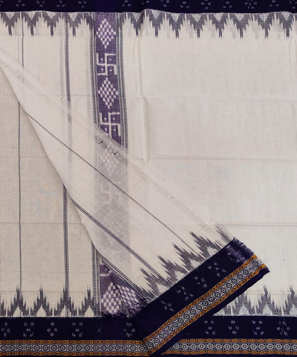 White Blue Sambalpuri Handwoven Cotton Gamuchha Image 2