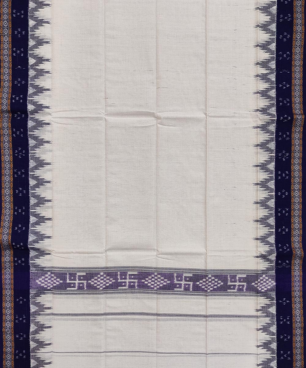 White Blue Sambalpuri Handwoven Cotton Gamuchha Image 3