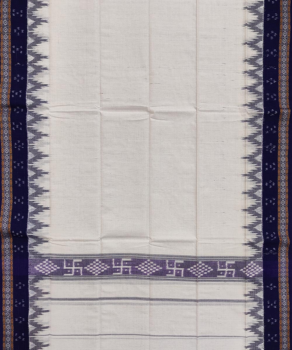 White Blue Sambalpuri Handwoven Cotton Gamuchha Image 3