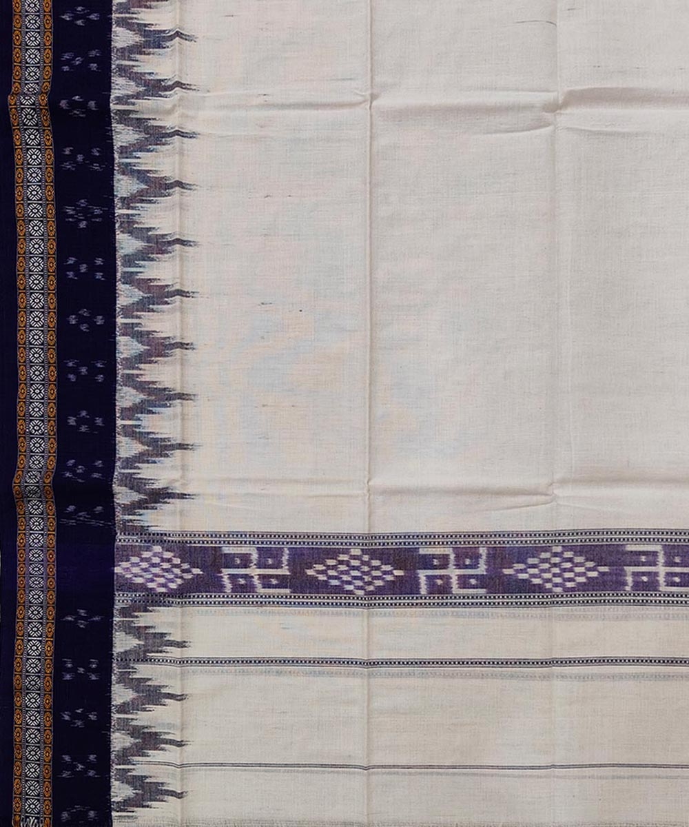 White Blue Sambalpuri Handwoven Cotton Gamuchha Image 4