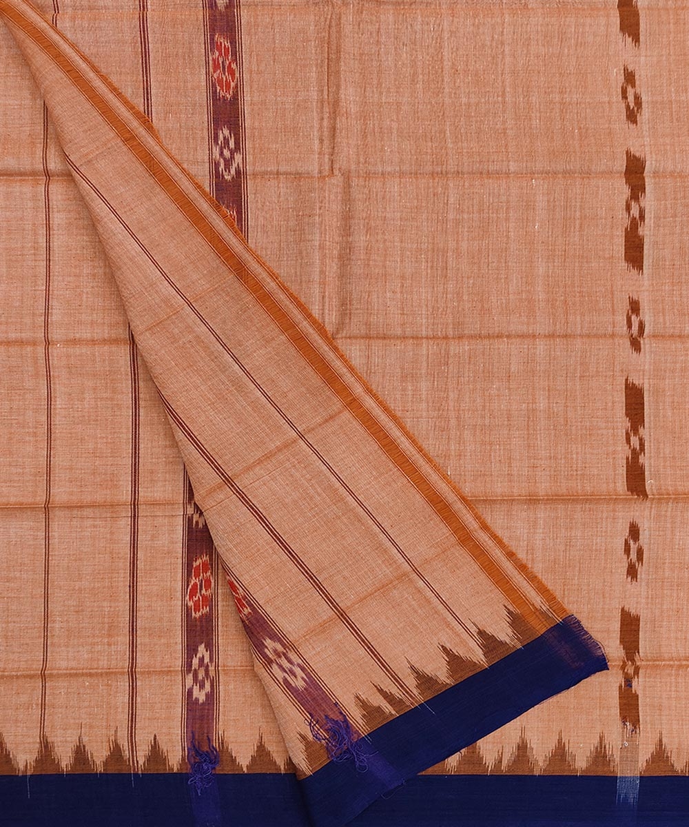 Brown Blue Sambalpuri Handwoven Cotton Gamuchha Image 2