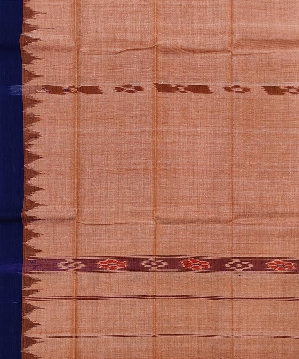 Brown Blue Sambalpuri Handwoven Cotton Gamuchha Image 4