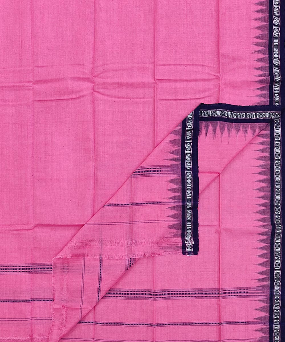 Pink Blue Sambalpuri Handwoven Cotton Gamuchha Image 1