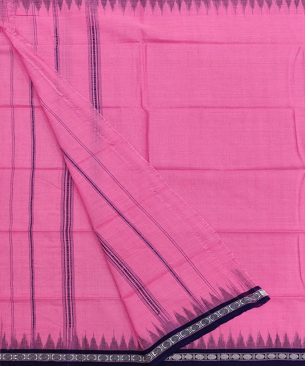 Pink Blue Sambalpuri Handwoven Cotton Gamuchha Image 2