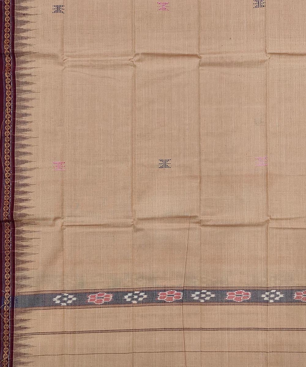 Beige Maroon Sambalpuri Handwoven Cotton Gamuchha Image 4