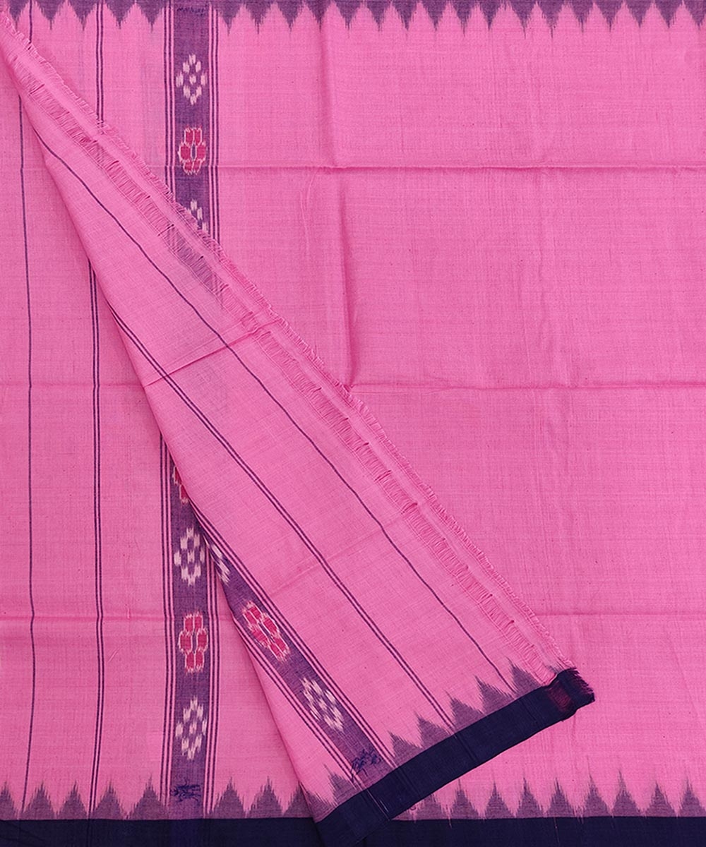 Pink Blue Sambalpuri Handwoven Cotton Gamuchha Image 2