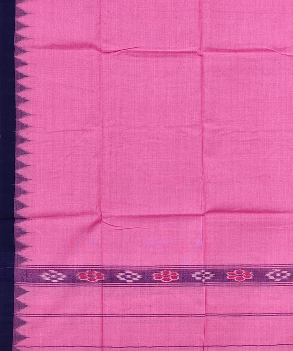 Pink Blue Sambalpuri Handwoven Cotton Gamuchha Image 4