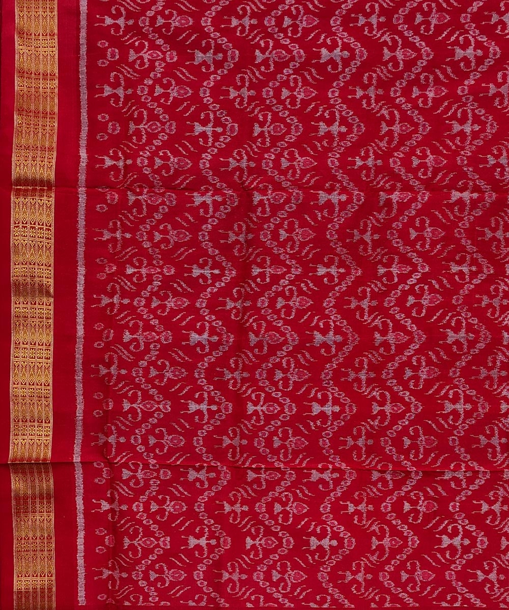 Blue Maroon Sambalpuri Handwoven Silk Saree Image 4