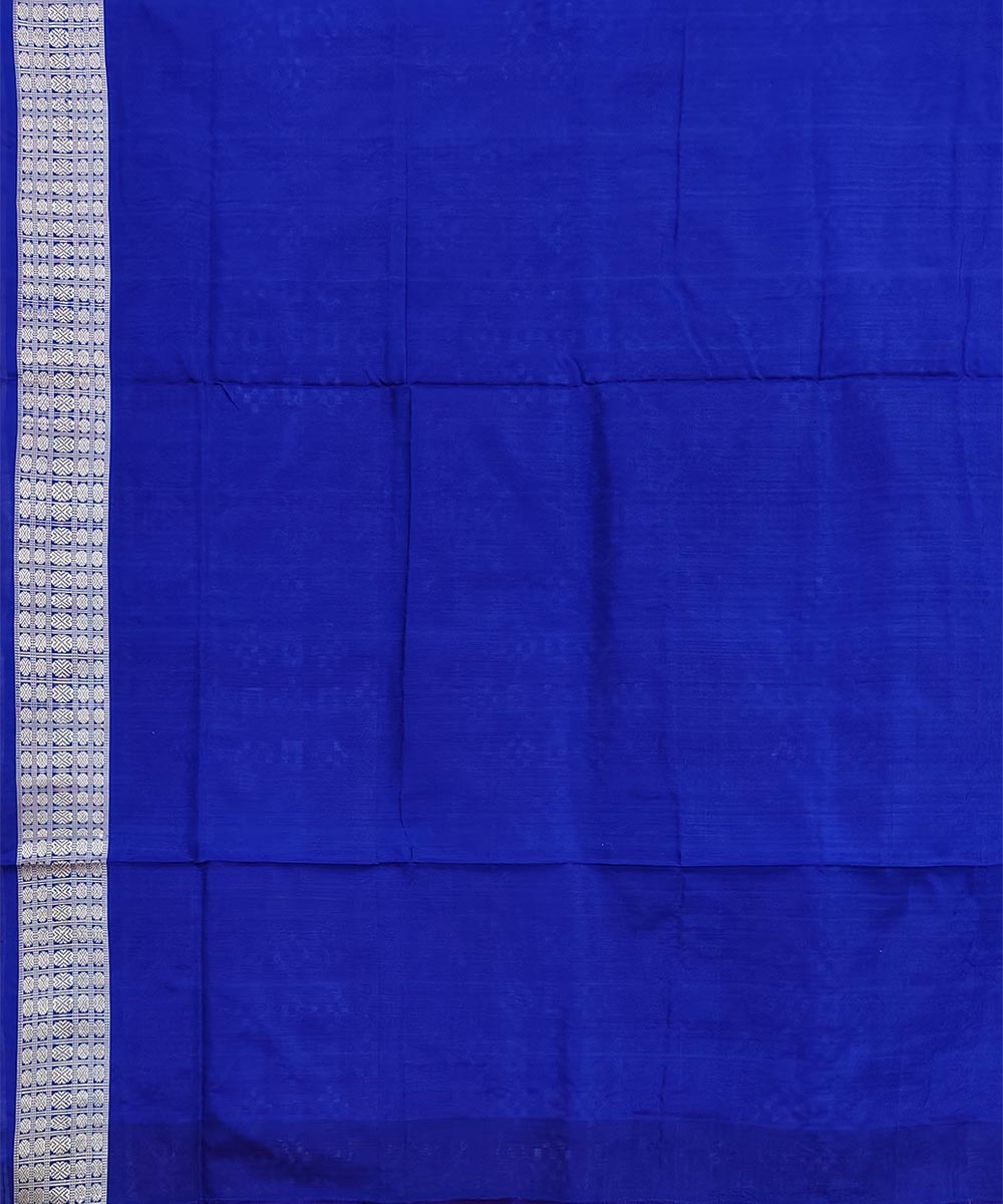 Pink Blue Sambalpuri Handwoven Silk Saree Image 4