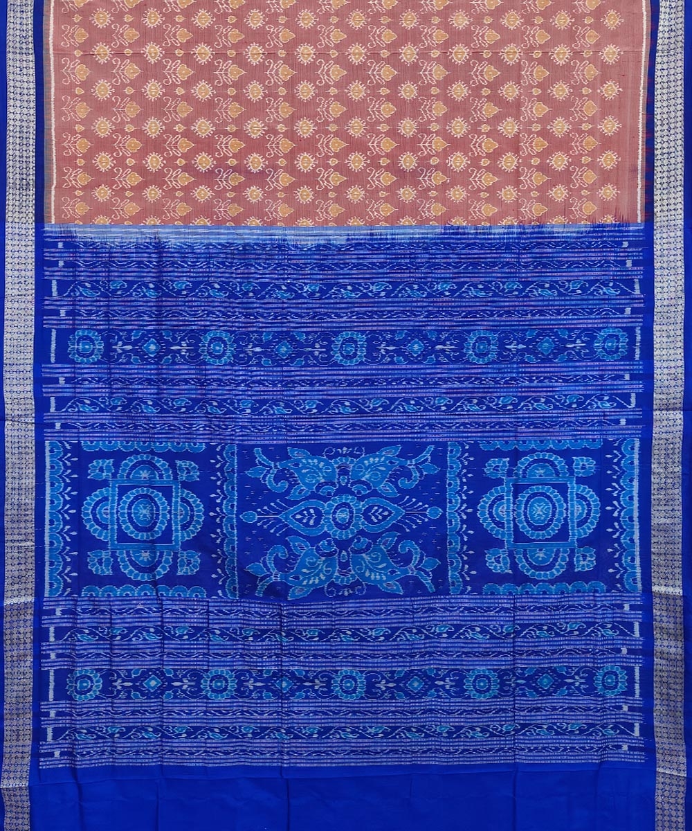 Pink Blue Sambalpuri Handwoven Silk Saree Image 2