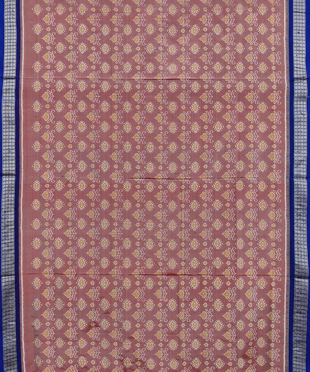 Pink Blue Sambalpuri Handwoven Silk Saree Image 3