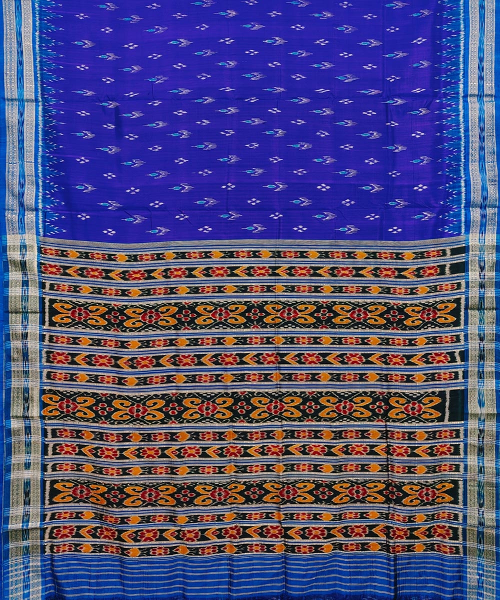 Blue Handwoven Khandua Silk Saree Image 2