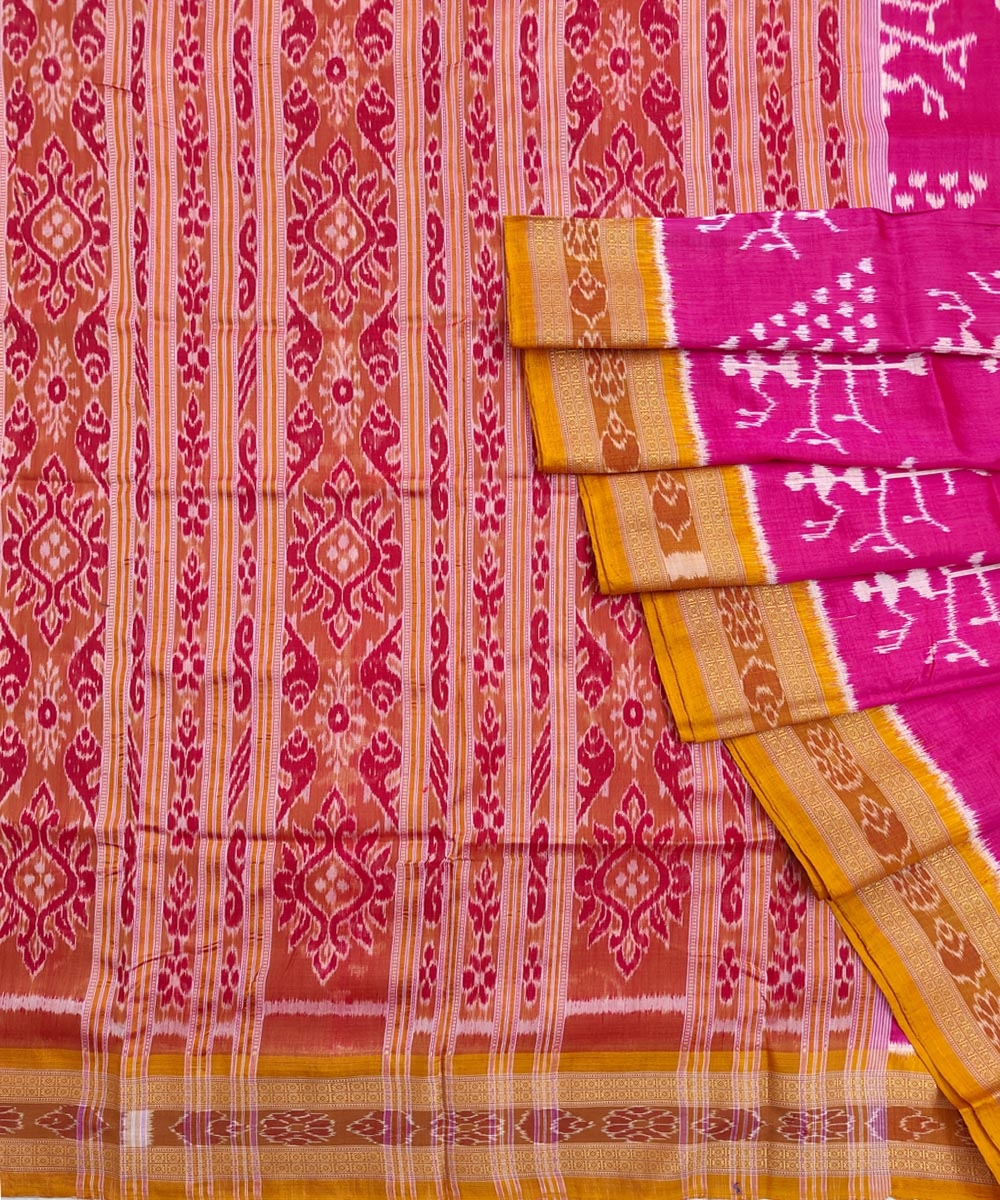 Pink Brown Handwoven Khandua Silk Saree SFSSAR1773