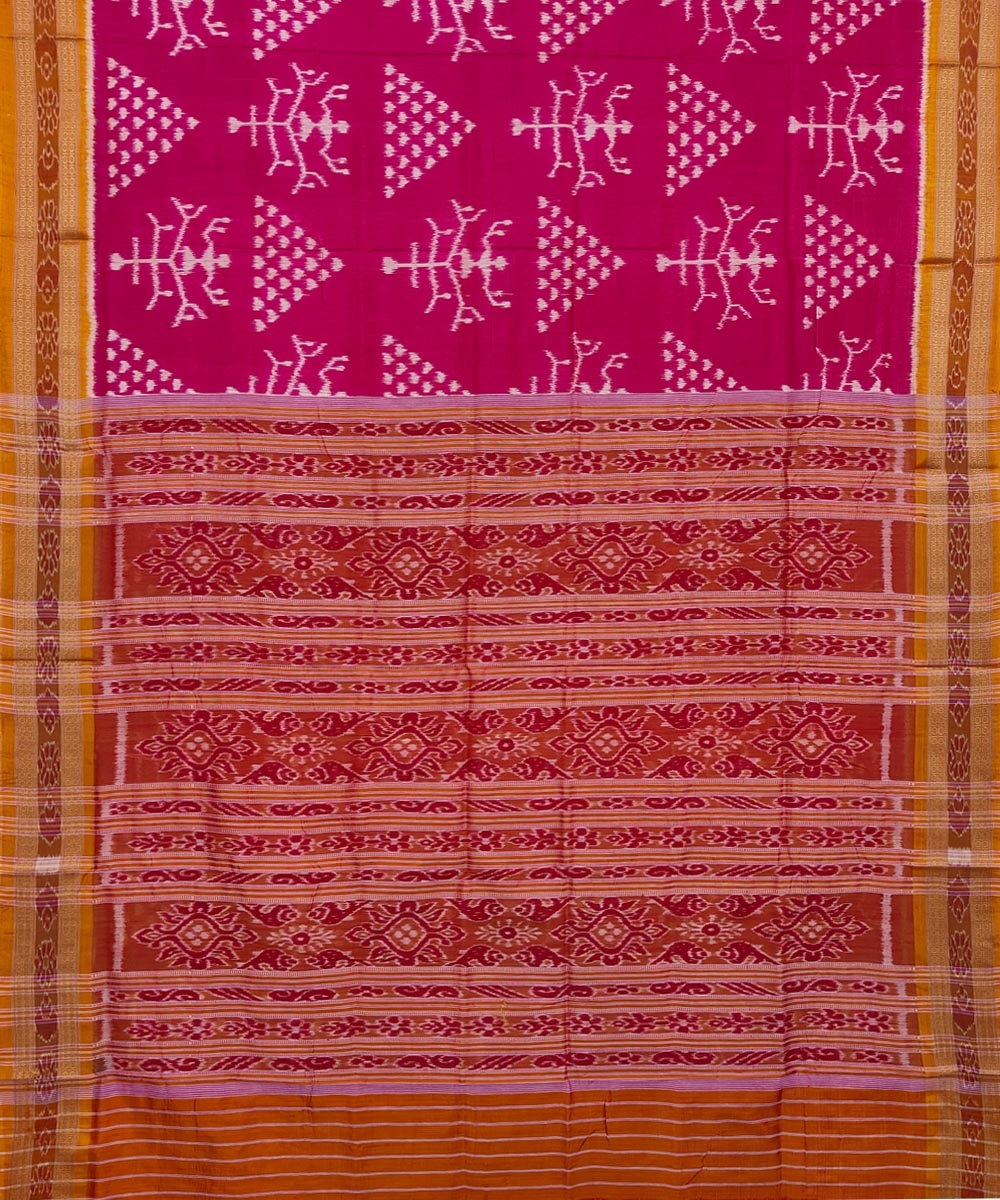 Pink Brown Handwoven Khandua Silk Saree Image 2