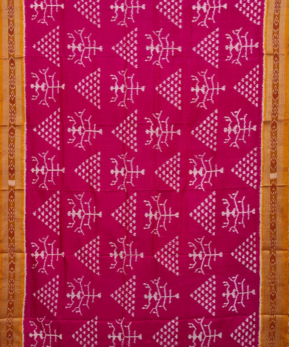 Pink Brown Handwoven Khandua Silk Saree Image 3