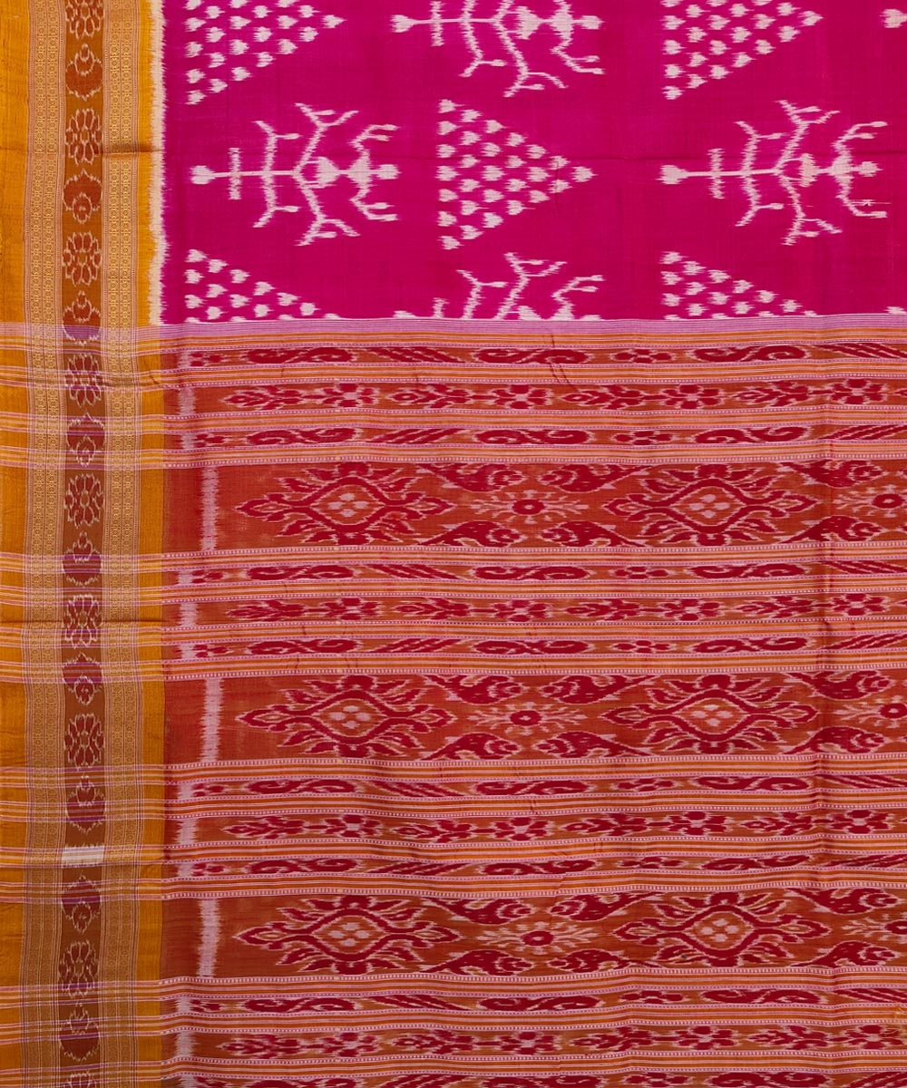 Pink Brown Handwoven Khandua Silk Saree Image 4