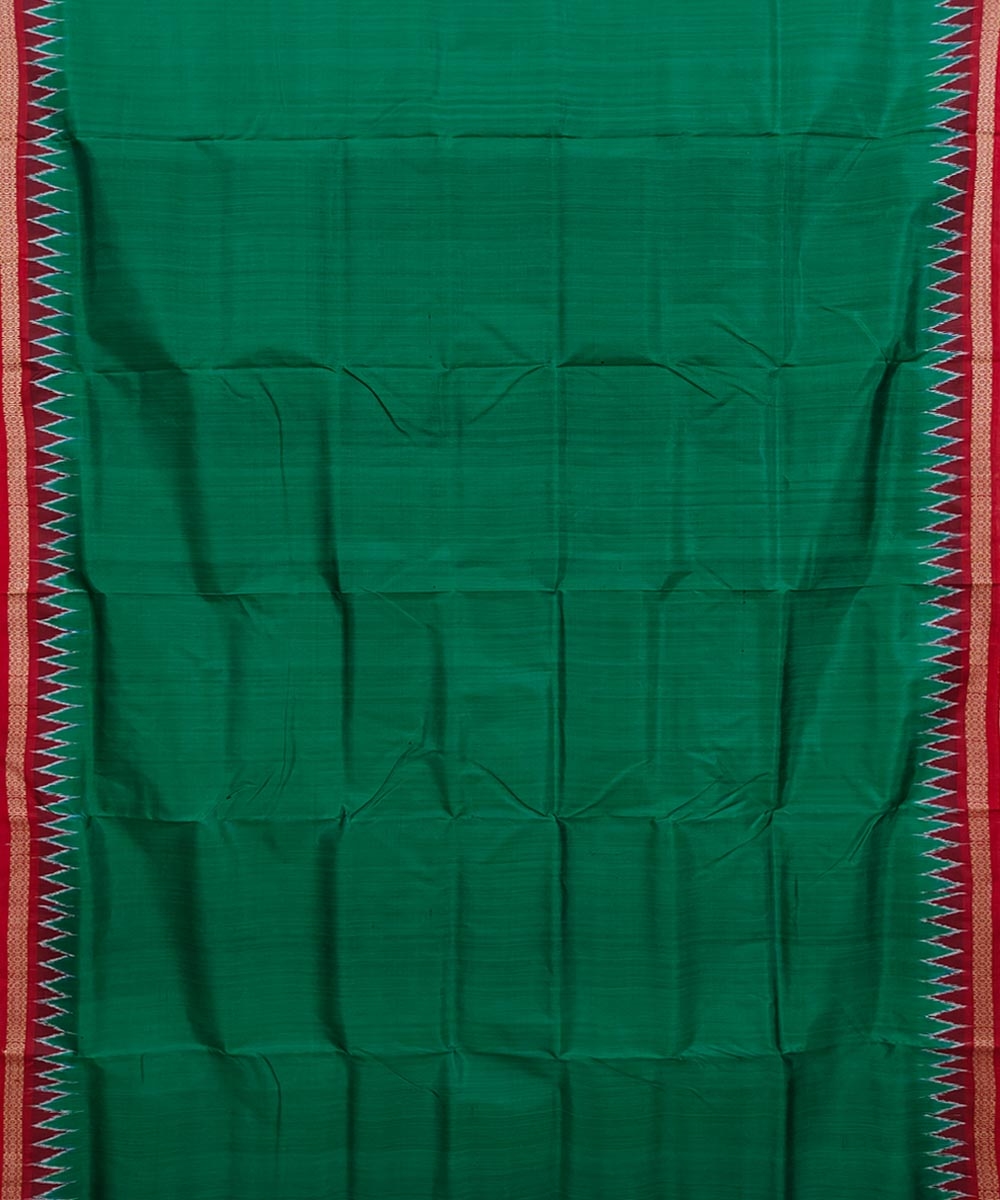 Green Maroon Handwoven Khandua Silk Saree Image 3