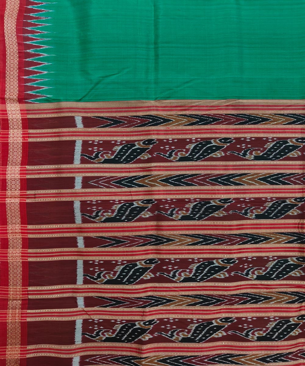 Green Maroon Handwoven Khandua Silk Saree Image 4