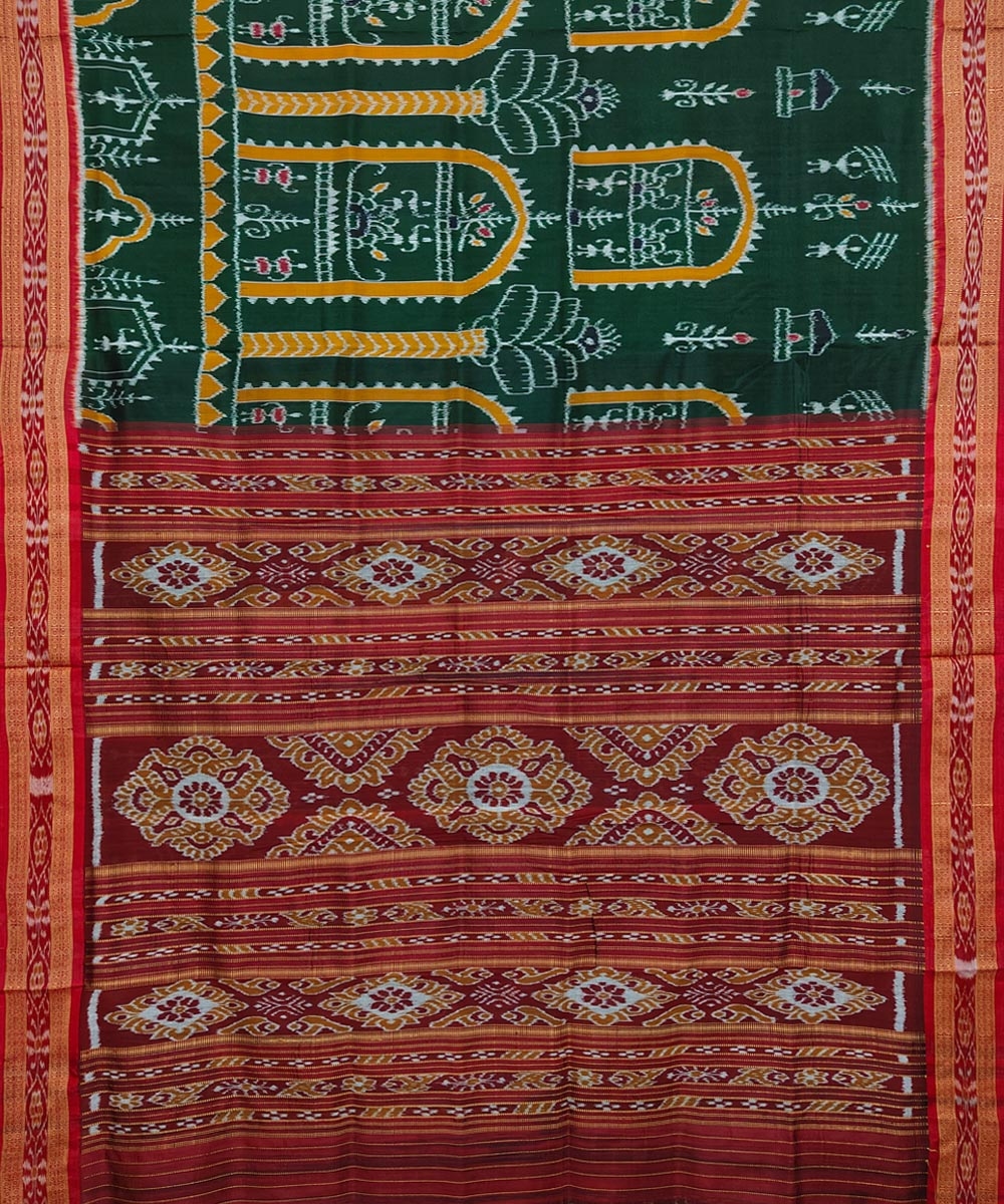 Green Maroon Handwoven Khandua Silk Saree Image 2