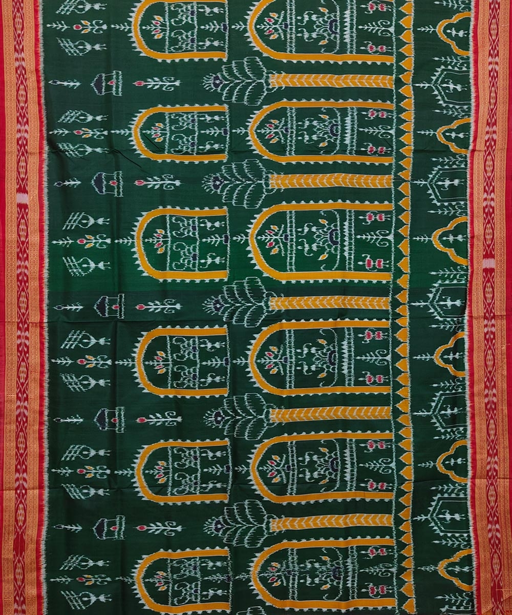 Green Maroon Handwoven Khandua Silk Saree Image 3