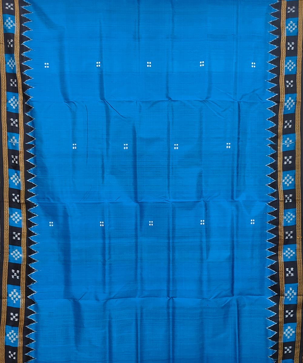 Blue Black Handwoven Khandua Silk Saree Image 3