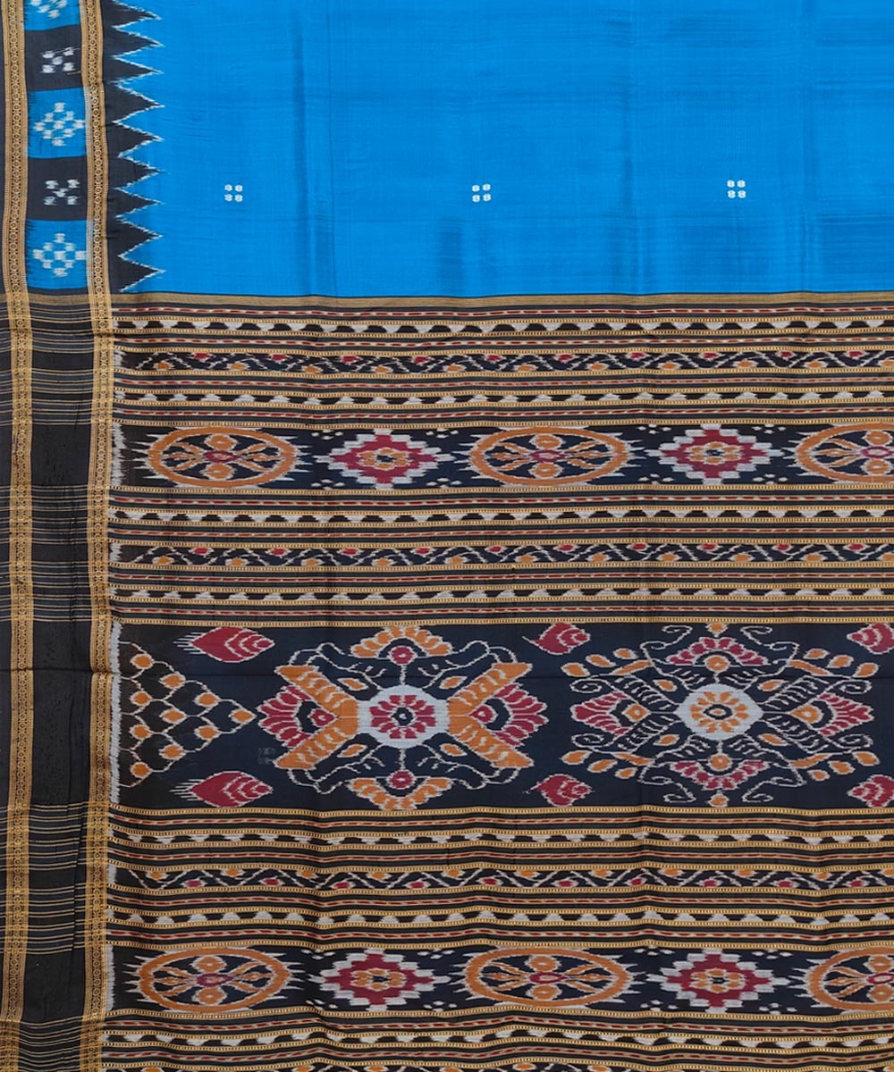 Blue Black Handwoven Khandua Silk Saree Image 4