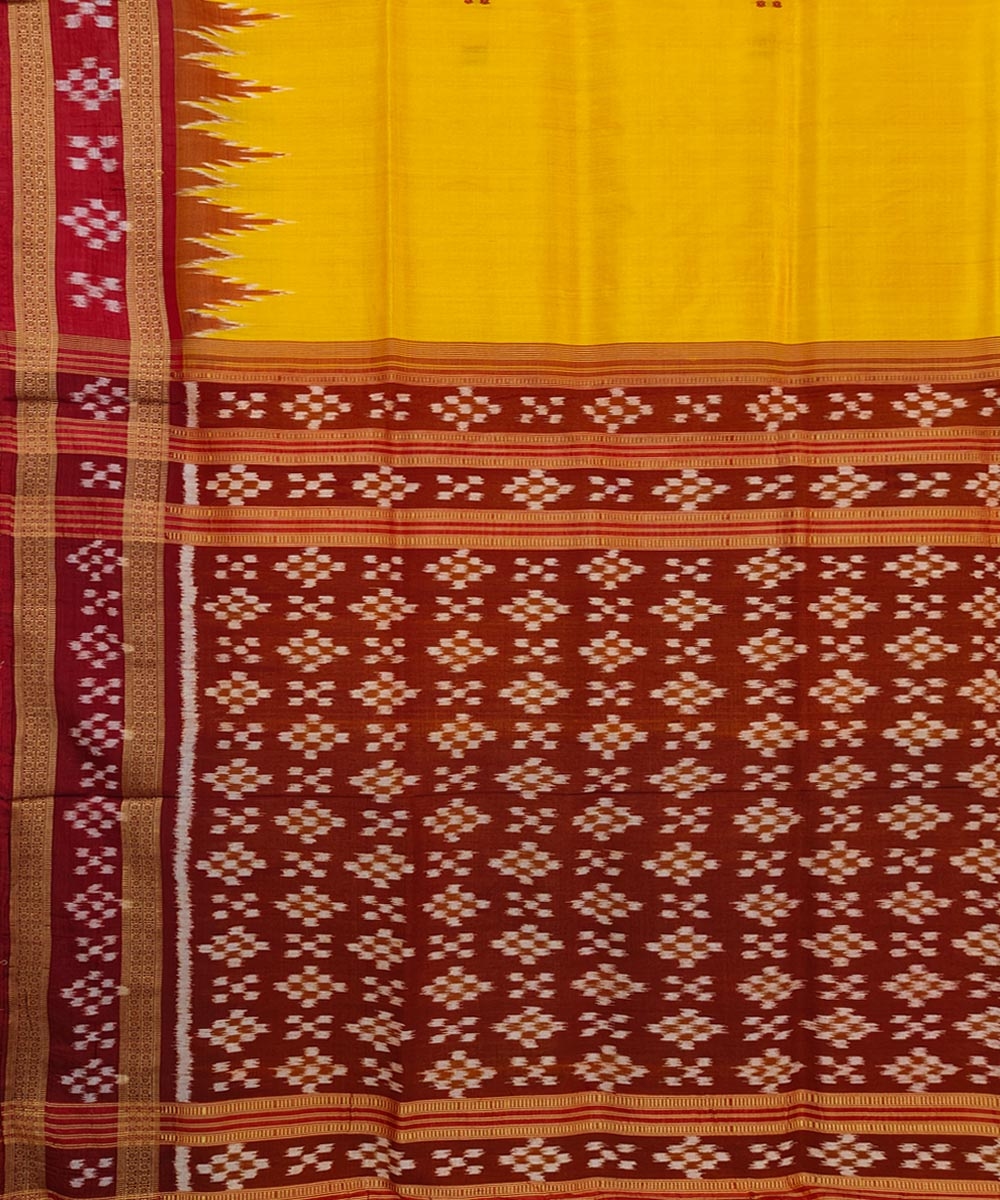 Yellow Black Handwoven Khandua Silk Saree Image 4