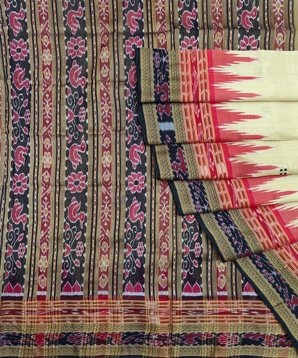 Beige Handwoven Khandua Silk Saree Image 1