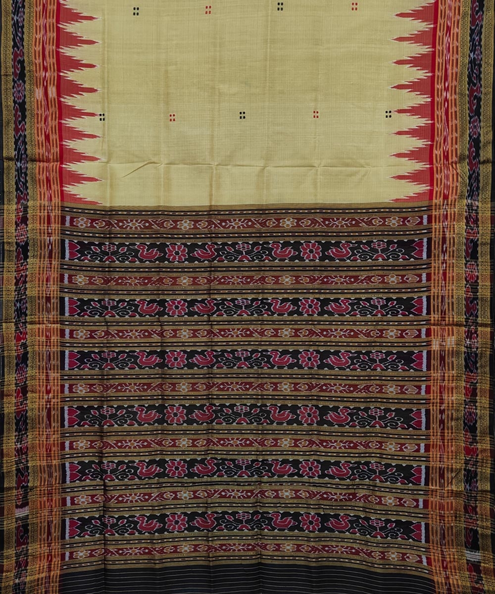 Beige Handwoven Khandua Silk Saree Image 2