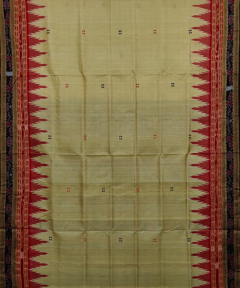 Beige Handwoven Khandua Silk Saree Image 3