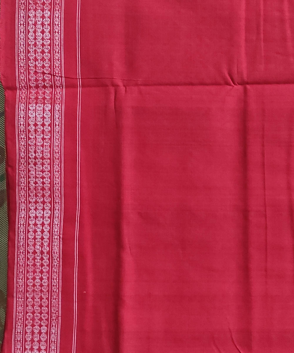 Black Red Sambalpuri Handwoven Single Ikat Cotton Saree Image 4