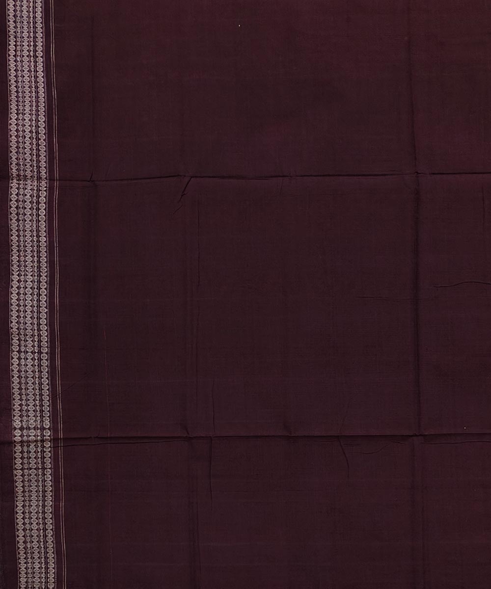 Red Coffee Sambalpuri Handwoven Single Ikat Cotton Saree Image 4