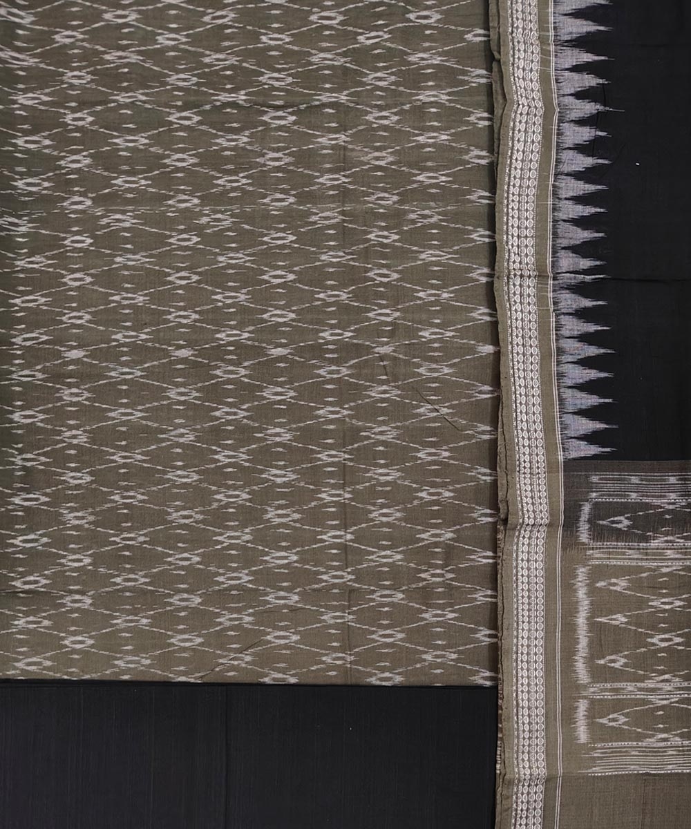 Olive Black Sambalpuri Handwoven Single Ikat Suit Set Image 2