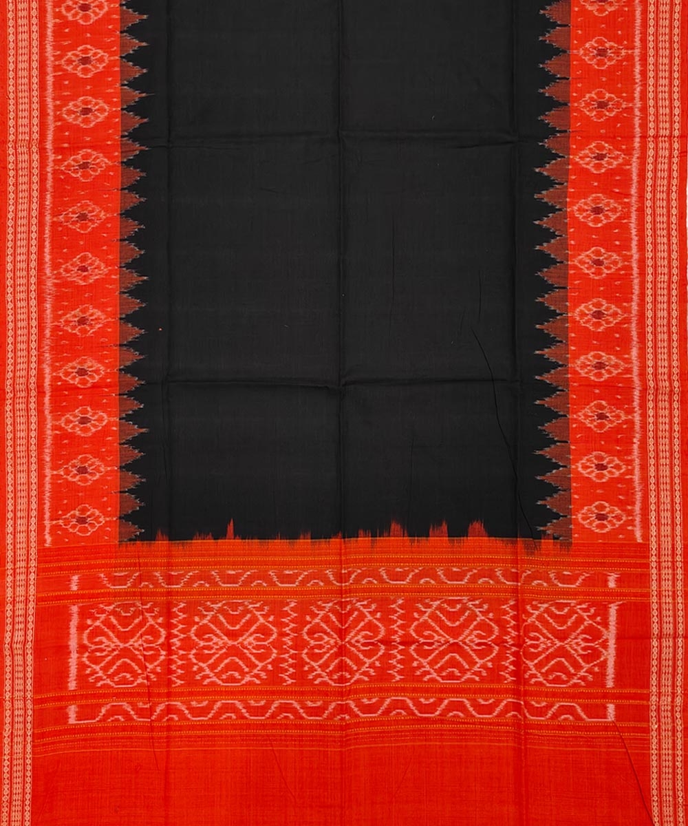 Orange Black Sambalpuri Handwoven Single Ikat Suit Set Image 4