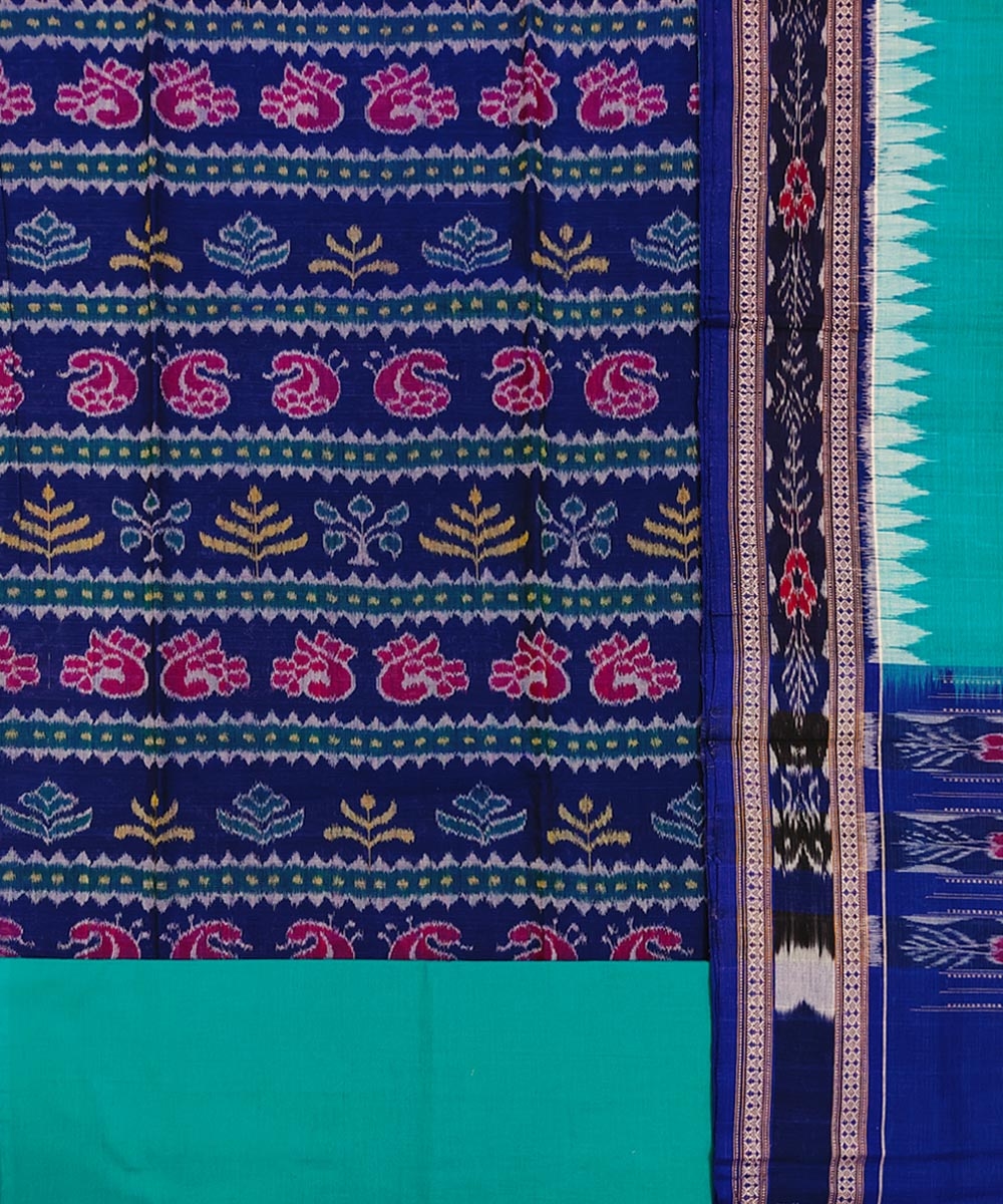 Blue Green Sambalpuri Handwoven Single Ikat Suit Set Image 2