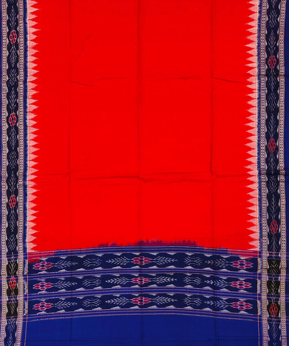 Blue Red Sambalpuri Handwoven Single Ikat Suit Set Image 4