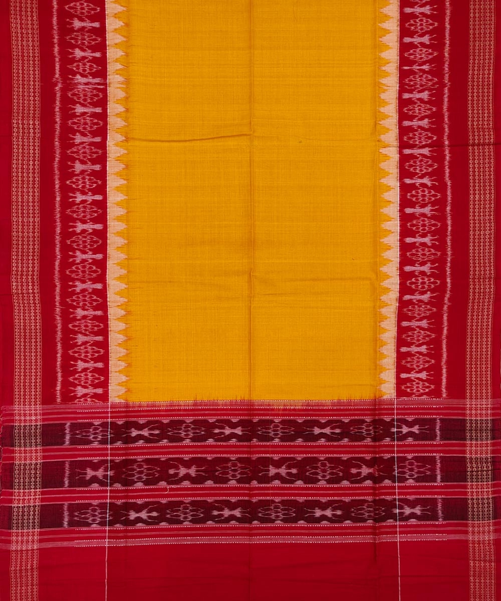 Red Yellow Sambalpuri Handwoven Single Ikat Suit Set Image 4