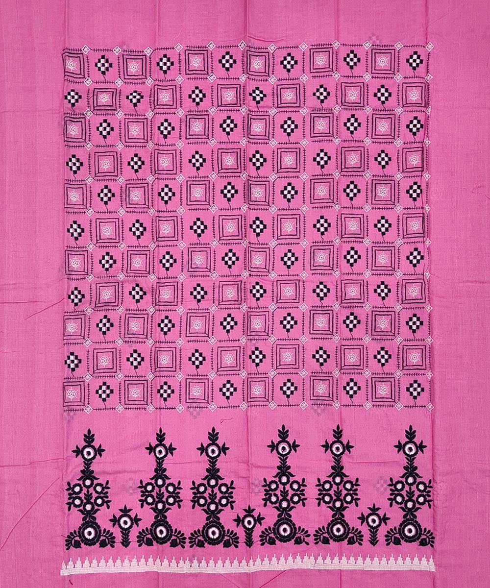 Pink Black Sambalpuri Handwoven Single Ikat Suit Set Image 3