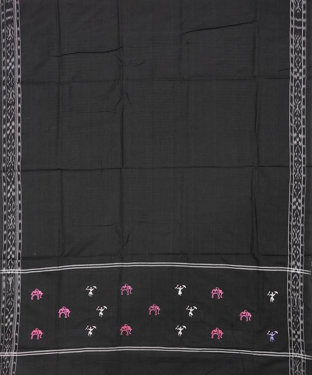 Pink Black Sambalpuri Handwoven Single Ikat Suit Set Image 4